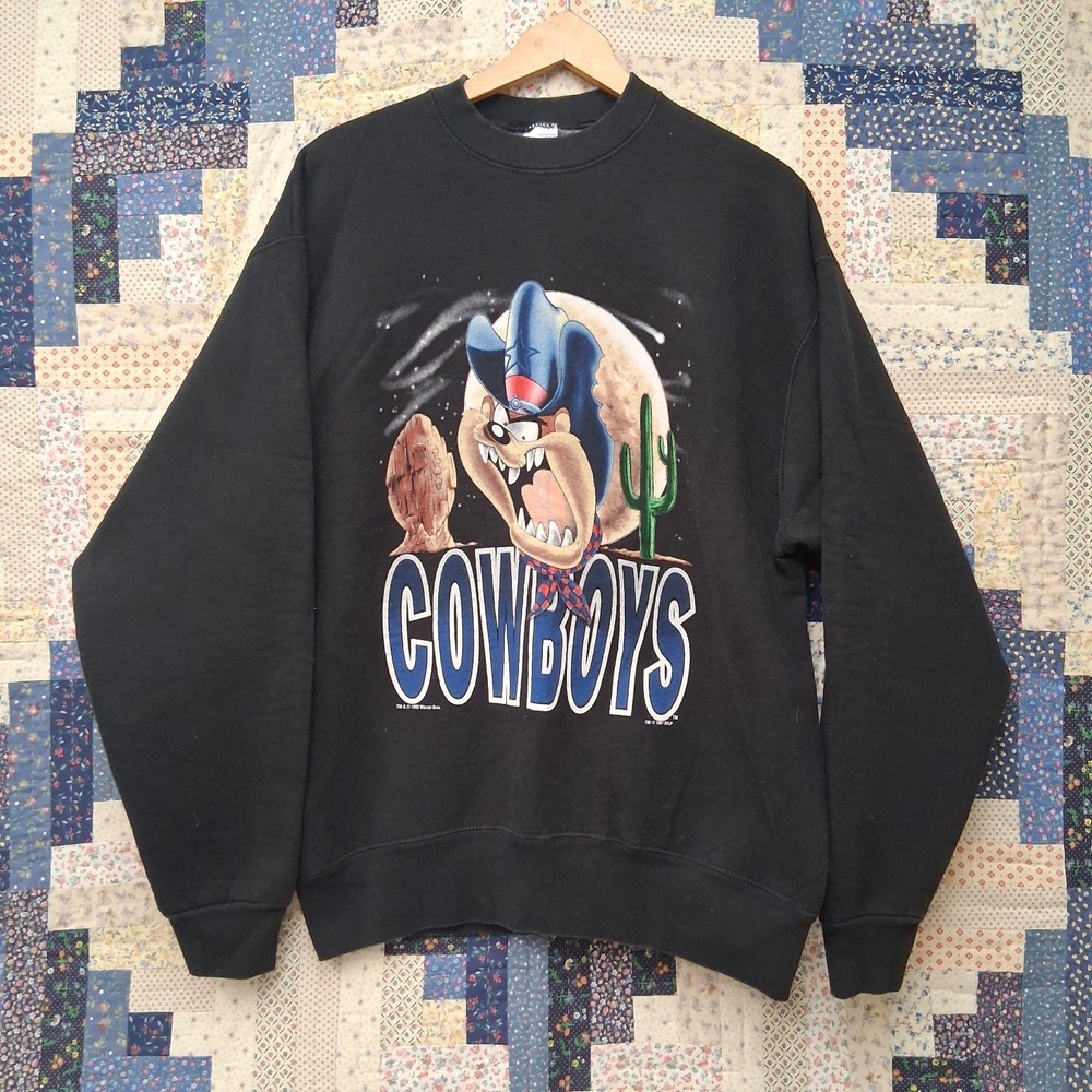 Vintage Salem Sportswear Dallas Cowboys‎ Taz Devil Sweatshirt Size XL Black